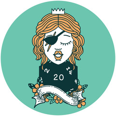 human rogue with natural twenty dice roll icon