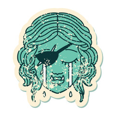 crying half orc rogue character face illustration