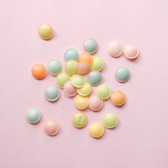 Flat lay image of sweets/lollies/candies. Perfect for lolly shop, candy shop, sweets shop.