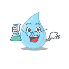 Raindrop smart Professor Cartoon design style working with glass tube