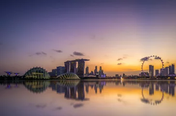 Cercles muraux Helix Bridge Marina bay, Singapore 2019 Sunset at marina bay look from Bay East Garden 