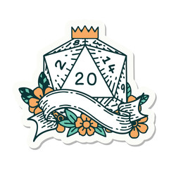 natural twenty D20 dice roll sticker