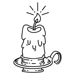 traditional black line work tattoo style spooky melting candle