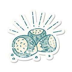 grunge sticker of tattoo style hazelnuts