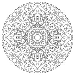 Black and white Mandala. Coloring book page. Outline doodle vector illustration. Decorative ornament in ethnic oriental style. Design for decoration greeting cards and tattoo. Kaleidoscope, medallion.
