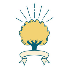 banner with tattoo style tree