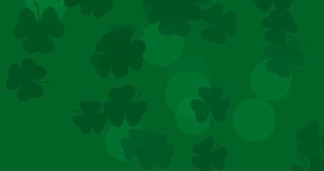 Patrick Day background with falling shamrock leaf pattern. For festive pub party. 3d render, 3D illustration