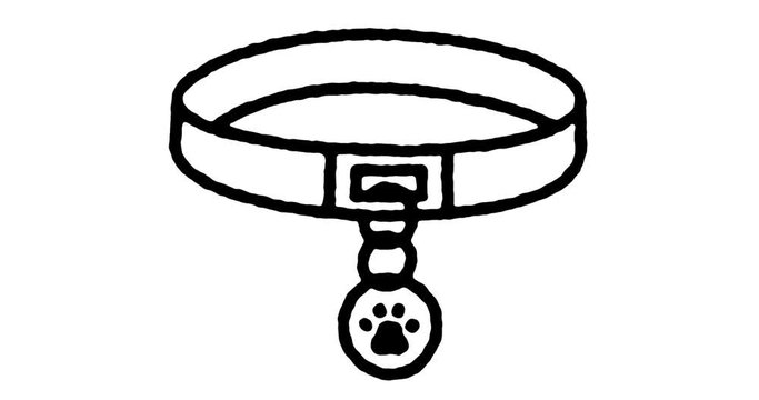 Hand drawn sketch icon animation for dog tag to use as video design element. Minimalistic symbol made for motion graphic, can be used as loop item, has alpha channel.