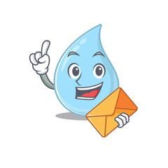 Happy raindrop mascot design concept with brown envelope