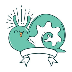 banner with tattoo style happy snail