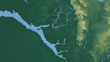 Gorgol, Mauritania - outlined. Relief