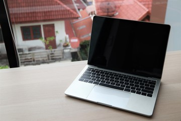 Laptop work from home  business design concept