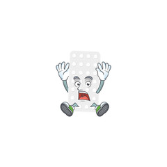Pills cartoon character design showing shocking gesture