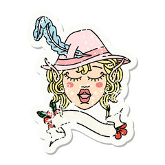 elf bard character face grunge sticker