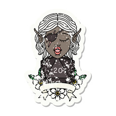 elf rogue character with natural twenty dice roll illustration