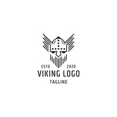 Viking logo design template with line