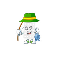 A Picture of pills fisher mascot design catch a fish