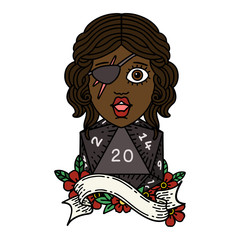 human rogue with natural twenty dice roll illustration