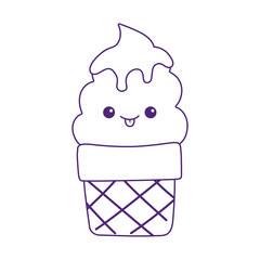 kawaii sweet ice cream cone cute cartoon isolated icon