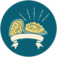 icon of tattoo style walnuts with shell