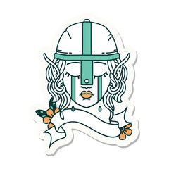 crying elf fighter character face sticker