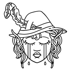 crying elf bard character face illustration