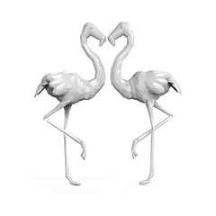 White polygonal flamingos