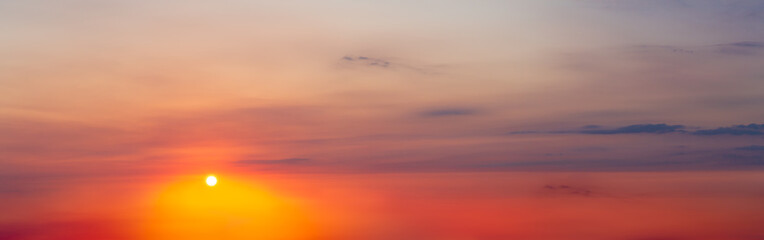 Dramatic Panoramic View of a cloudscape during a cloudy and colorful sunset. Taken over Havana, Cuba.