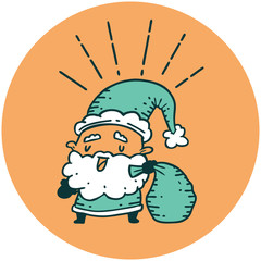 icon of tattoo style santa claus christmas character with sack