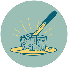 icon of tattoo style plate of cheese