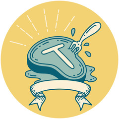 icon of tattoo style steak and fork