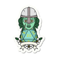 half orc fighter with natural twenty dice roll sticker