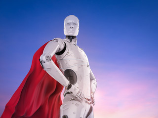 heroine cyborg with red cloak