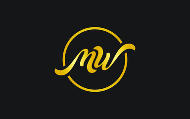 MW or WM and M, W Uppercase Cursive Letter Initial Logo Design, Vector Template