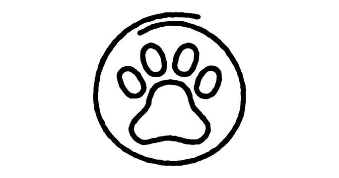 Hand drawn sketch icon animation for pet sitting to use as video design element. Minimalistic symbol made for motion graphic, can be used as loop item, has alpha channel.