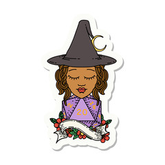 human mage with natural 20 D20 dice roll sticker