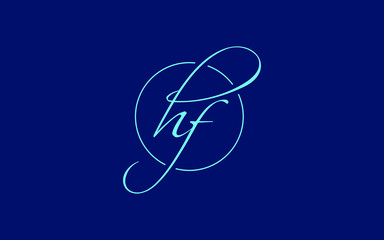 hf or fh and h or f Lowercase Cursive Letter Initial Logo Design, Vector Template