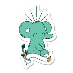 sticker of tattoo style cute elephant