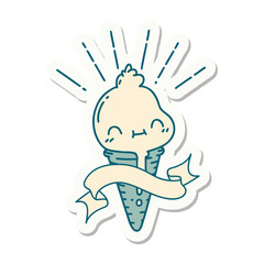 sticker of tattoo style ice cream character