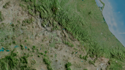Hidalgo, Mexico - outlined. Satellite