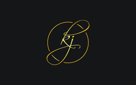 kj or jk and k or j Lowercase Cursive Letter Initial Logo Design, Vector Template