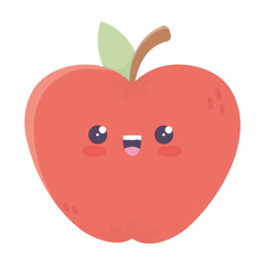 kawaii happy apple cute cartoon isolated icon