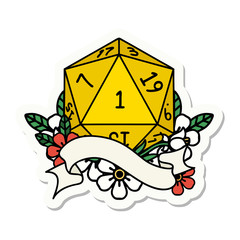 natural one d20 dice roll sticker