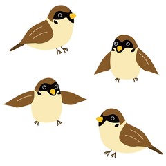 すずめのイラストセット