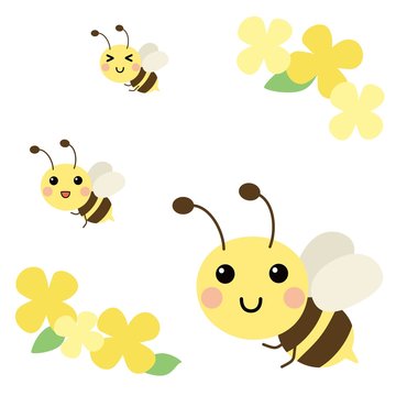 蜜蜂と菜の花のイラスト