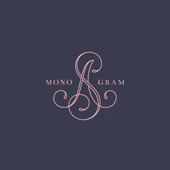 Calligraphic monogram SA