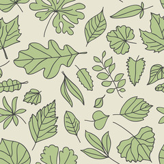 Leaves seamless pattern. Fall leaf design. Foliage forest leafs,