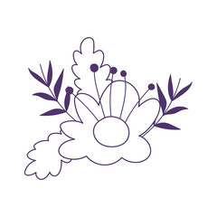 flowers leaves foliage nature decoration isolated icon line style