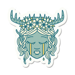 crying elf druid character face sticker