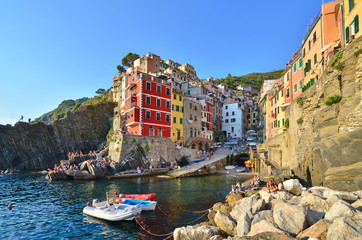 landscape of Riomaggiore， cinque terre Italy